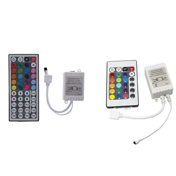 1 бр 44-ключ IR дистанционно управление за led ленти RGB 5050 и 1 брой LED RGB контролер за Управление на IR FB 24 клавишите Бял