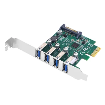 1 Бр. PCIE 1X до USB3.2 Карта за разширение PCI-E 1X 4X 16X контролер Add One карта 5 Gbit/s Зелен