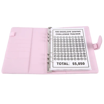 100 готови пликове, лесен и интересен начин да се спестят 5050, книга за планиране на бюджета за еднократна употреба, устойчива, лесна за използване