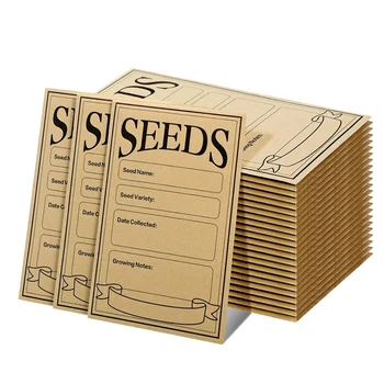 100шт Пликове за семена с размер 3,1x4 дървен материал,7 инча, пликове за семена, опаковки за семена от кафява хартия, пликове за съхранение на зеленчуци, лесни за използване