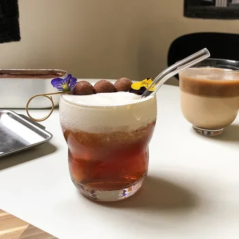 260 мл чаша Едро Кафене в ретро стил Чаша кафе с лед Чаша за кафе лате Чаша за коктейл за напитки в Стъклена чаша за вода, Посуда за напитки