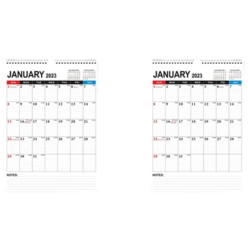 2X Calendar - Месечен стенен календар-планер С януари 2023 г. до юни 2024 г., 12 X 17 инча, двухпроводный корици, разделено пространство