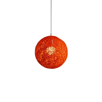 3X Оранжева Топка Полилей от Бамбук, Ратан И Юта Индивидуалното Творчество Сферична Лампа От Ратан Nest