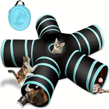 5 Крила Котешки тунели Играчки в разложенном формата на Интересна интерактивна играчка за котки Сгъваема тръба за игра на котки, Аксесоари за домашни любимци