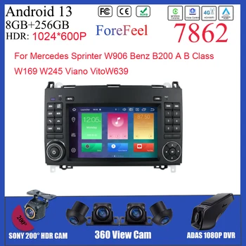 Android Мултимедия За Mercedes Sprinter W906 Benz B200 A B Class W169 W245 Vito Viano W639 GPS Система Без Докосване на екрана 2din DVD