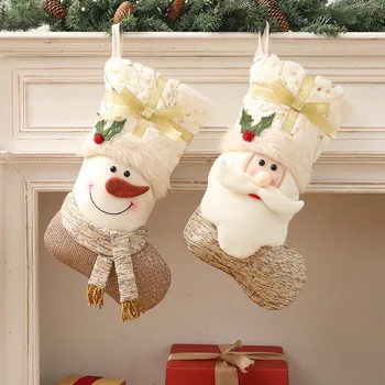 border, хит на продажбите, Коледни нови чорапи, бели коледни чорапи в скандинавски стил, Коледна украса, детски празничен подарък пакет