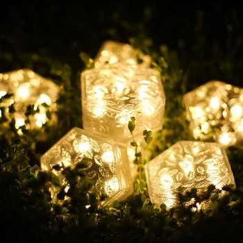 Led слънчева светлина, която симулира шестиугольные ледени тухли и фенери, градински пейзаж лампа (9,5 x x 9,5 8,4 см) на Едро