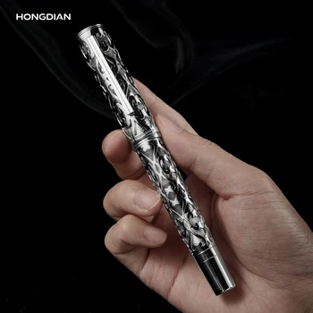  LT Hongdian D1 Сребърна благородна бизнес химикалка за подпис, статуи дизайн, подарък чернильная дръжка с върха EF/F