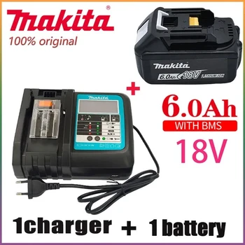 Makita 18V Батерия 6000mAh Батерия За електрически Инструменти с Led Литиево-йонна батерия Заместител на LXT BL1860B BL1860 BL1850 + Зарядно устройство 3A