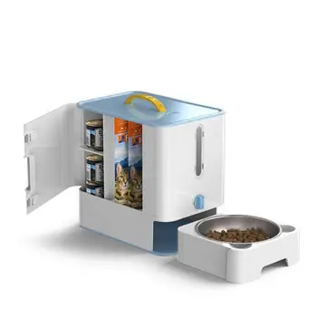 Автоматична дозаправка от неръждаема стомана, кутия за храна за кучета с голям капацитет, купа за хранене на кучета и котки, Антикорозионна ясла с предохранителем