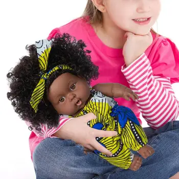Американската Възстановената Черна Кукла Африканска Възстановената Кукла Момиче Ръчно Изработени От Мека Детска Играчка Е Детска Играчка, Коледен Подарък