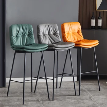 Бар стол в индустриален стил, Кухненски Луксозен Водоустойчив Слот Зелен Ретро-скандинавски стол с възможност за сгъване на облегалката, съвременни мебели с гръб Stuhl