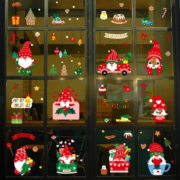 Весела Коледна украса за дома на Дядо Коледа, 2024, Коледни стикери по прозорците, Коледна украса, Безплатна доставка, Декора на стените
