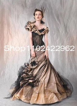 Вечерни рокли във викториански стил, цвят шампанско, винтажное вечерна рокля с корсет 