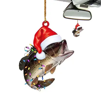 Водоустойчив Коледна 2D Акрилна висулка във формата на риба с голяма уста, украса за партита, цветна украса за празници подаръци