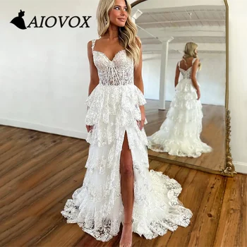 Выпускное рокля AIOVOX Бяло Иллюзионное Вечерна рокля с аппликацией и отрязани под формата на искри, деколте във формата на сърце, панделка, празнична рокля за жените
