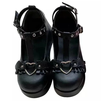 Дамски Пролетно Модни обувки на дебела подметка от Лолита Голям Размер На танкетке С кръгло бомбе JK Mary Jane Дамски обувки Zapatos De Mujer