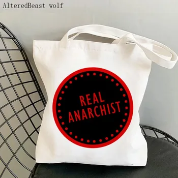 Дамски чанта за пазаруване, чанта с принтом този анархиста, чанта за пазаруване в стил харадзюку, холщовая чанта за пазаруване, чанта за момичета, чанта-тоут, дамска чанта на рамото