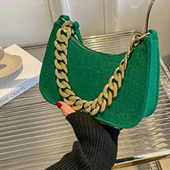 Дамски чанта от веригата чрез едно рамо, модерен очарователна чанта под мишниците за срещи на открито