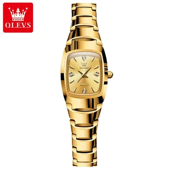 Дамски часовник с каишка от вольфрамовой стомана OLEVS 7006, моден кварцов Водоустойчив дамски часовник