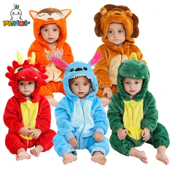 Детски тела MICHLEY с животни, на Хелоуин, зимни фланелевая облекло за деца с качулка, комбинезони, гащеризони за деца