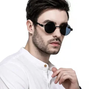 Директна доставка, пънк-персонализирани слънчеви очила в кръгла рамка, женски Мъжки слънчеви очила, хладно брендовый дизайн, луксозни Gafas De Sol за парти
