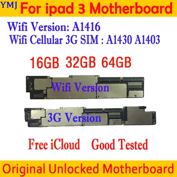 Дънна платка версия на Wifi + Cellular 3G ipad 3 дънна Платка с пълни чипове, оригинална за ipad 3 Разблокированная логическа такса Изчистена iCloud Plate