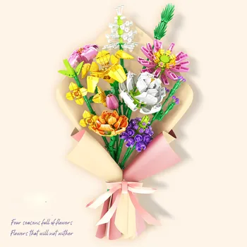 Едно парче блочный цвете с няколко клона се образува блочный цветен букет за подаръци на приятелите си за празниците