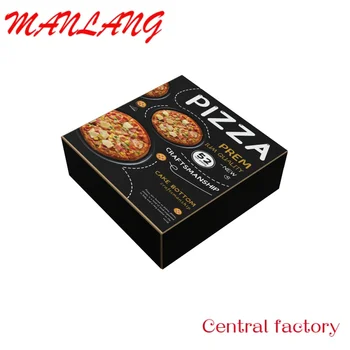 Изработена по поръчка картонена кутия за опаковането на пица от бяла гофрирана хартия с лого