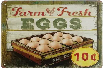 Имаме пресни яйца, Метална лидице табела, артистичен интериор, храна за пилето, Коттеджная ферма