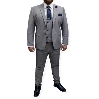 Индивидуални мъжки костюми големи размери, блейзър сив цвят с остроконечным лацканом, однобортная яке от 3 теми, Панталони, Жилетка, приталенная луксозно облекло
