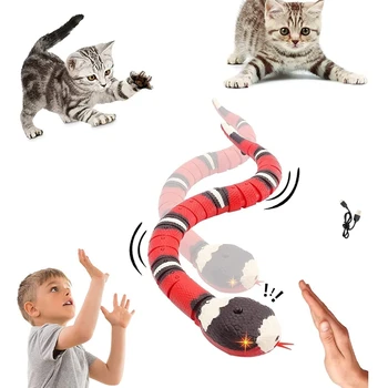 Интелигентна сензорна играчка-змия, интерактивни играчки за котки, акумулаторна чрез USB Реалистична имитация на електрически играчки-змии