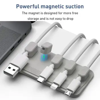 Кабелен органайзер, устройство за навиване, USB-кабел, Силиконови скоби, за да се установи реда на работния плот, държач на кабела за мишката, Организатор за кабели, слушалки