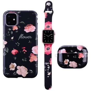 Каишка Fhx-vf Horlogeband + калъф Airpods Pro за Apple Iphone 12 Pro Max 12 Mini Гумен калъф за Iphone 11 Pro Xs Max Xr