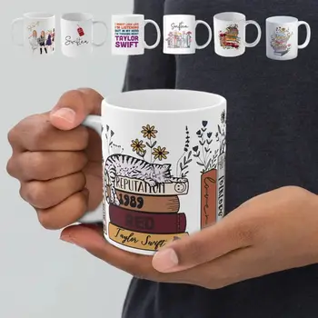 Кафеена чаша Тейлър Суифт обем 350 мл, скъпа керамична чаша от албума на певицата Тейлър, подаръци за феновете на певицата, чаши Тейлър