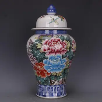 Китайска ваза с роза Цин Цяньлун, стара китайска Фамильная ваза с рози, Стара керамична ваза с цветен модел