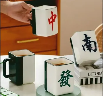 Китайски Творчески Mahjong Чаша Керамична Чаша Офис Чаша Чай Чаша Вода Следобеден Чай Кафеена Чаша Домашен Сок От Плодове Напитка Набор От Напитки Подарък