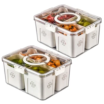 Кутия за консервиране на замразени храни Кутия за съхранение в хладилник Контейнери за съхранение в хладилника с капак и Многопластова кошница за източване