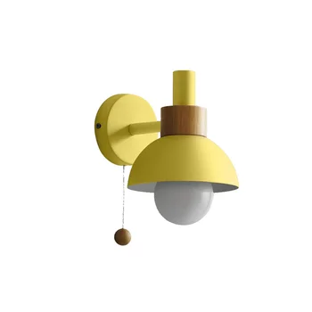 Лампа за преминаване на верандата в хола в скандинавски минималистичном стил, съвременната нощна лампа за спални, монтиран на стената лампа Macaron (жълт)