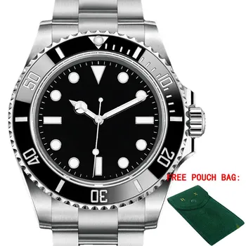 Луксозни Нови мъжки автоматично механични часовници Гривна от неръждаема стомана Черен Ключ Керамични часовници от стъкло: сапфир дата 40 мм