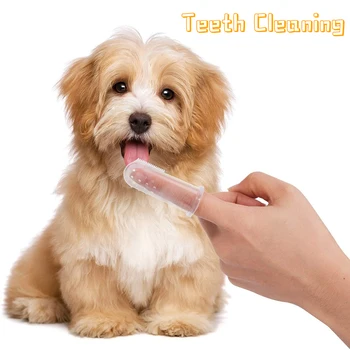 Мека куче на четка за зъби за почистване на зъбите на Показалеца си с футляром Четка за домашни любимци Почистване на зъбите котки, Кучета, Лош дъх, Грижи за зъбите