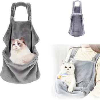 Мека топла переноска за малки кученца и котки в гърдите с джоб, чанта, без ръце, чанта за носене, котки, престилка за котки