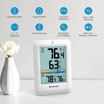Метеорологичната станция Newentor, Безжичен термометър, монитор влажност на прогнозата за времето, влагомер, будилник с функция повторение