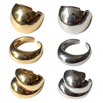 Минималистичные Огромни Открити пръстени Прости Ефектен пръстен Вечерни бижута за мъже и жени