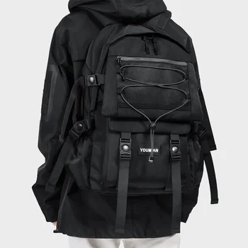 Модерен брендовый раница мъжки голям капацитет ins, тенденция работно облекло, раница в тъмно спортен стил, училищна чанта за студенти