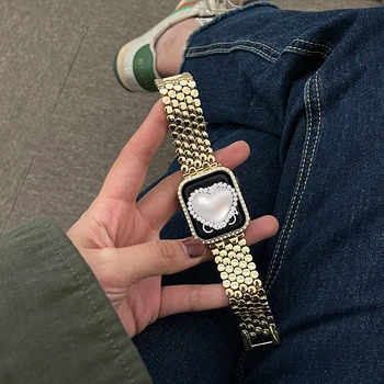 Модерен каишка от неръждаема стомана За Apple Watch Band 41 мм 45 мм 44 мм 40 мм 42 мм 38 мм За iwatch серия 7 6 SE 5 4 3 Метална каишка за часовник