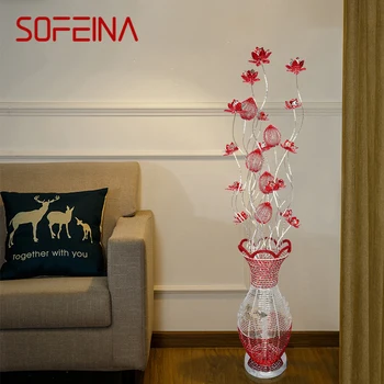Модерен лампиона SOFEINA, Модни хол, спалня, Сватба, Оригинална Декоративна лампа с led осветление от червено алуминиева тел