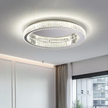Модерен минималистичен тавана лампа от кръгъл кристал, декорация на всекидневна, Луксозна лампа, спалня, трапезария, Вътрешно осветление за дома