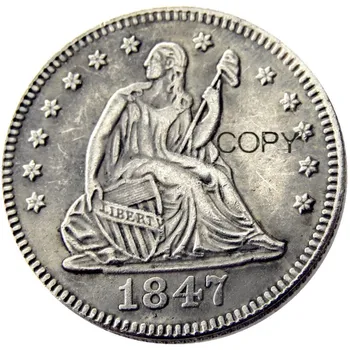 Монета-копие от Liberty Quater Dollar 1847 година на ИЗДАВАНЕ, сребърно покритие копие монети