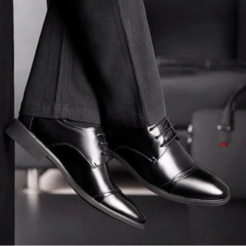 Мъжки бизнес официалната кожени обувки, Пролетно ежедневни Удобни нескользящая булчински обувки на дебела подметка Sapatos Masculinos